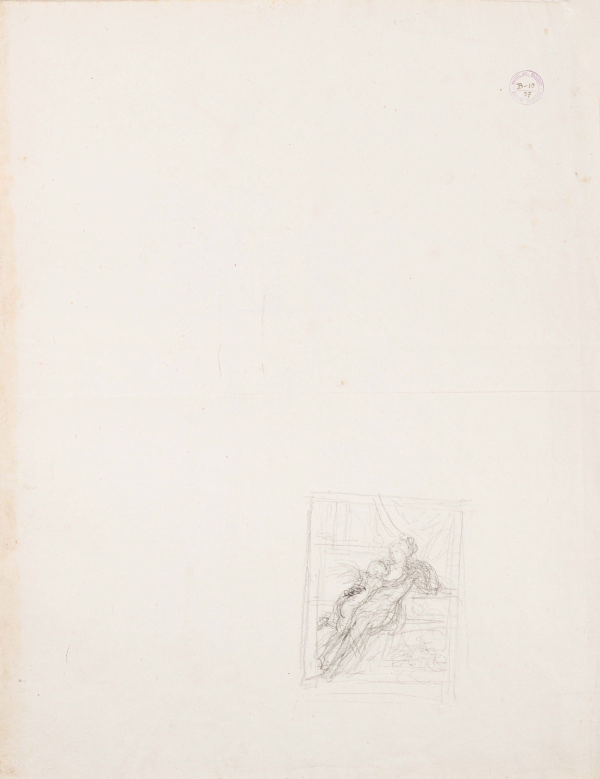 Schizzo di una figura di Venere con in braccio Amore