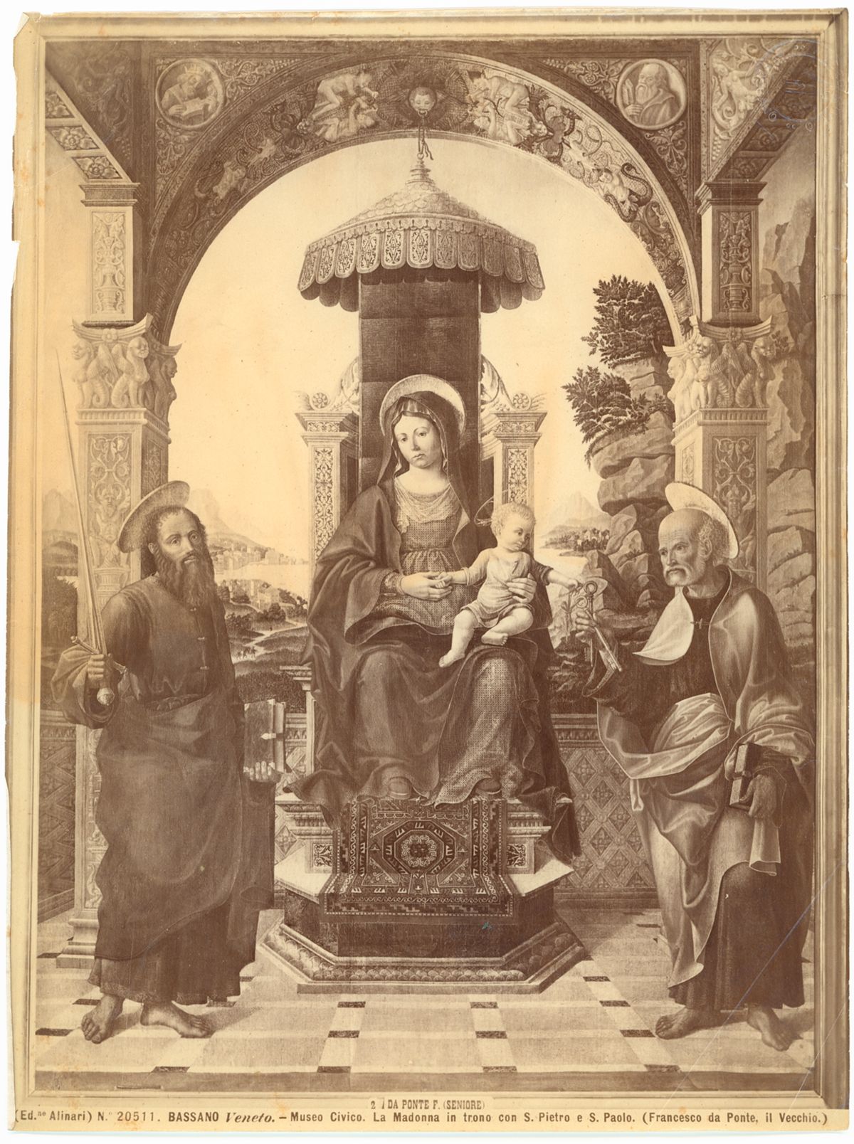 BASSANO Veneto. – Museo Civico. La Madonna in trono con S. Pietro e S. Paolo. (Francesco Da Ponte, il Vecchio.)